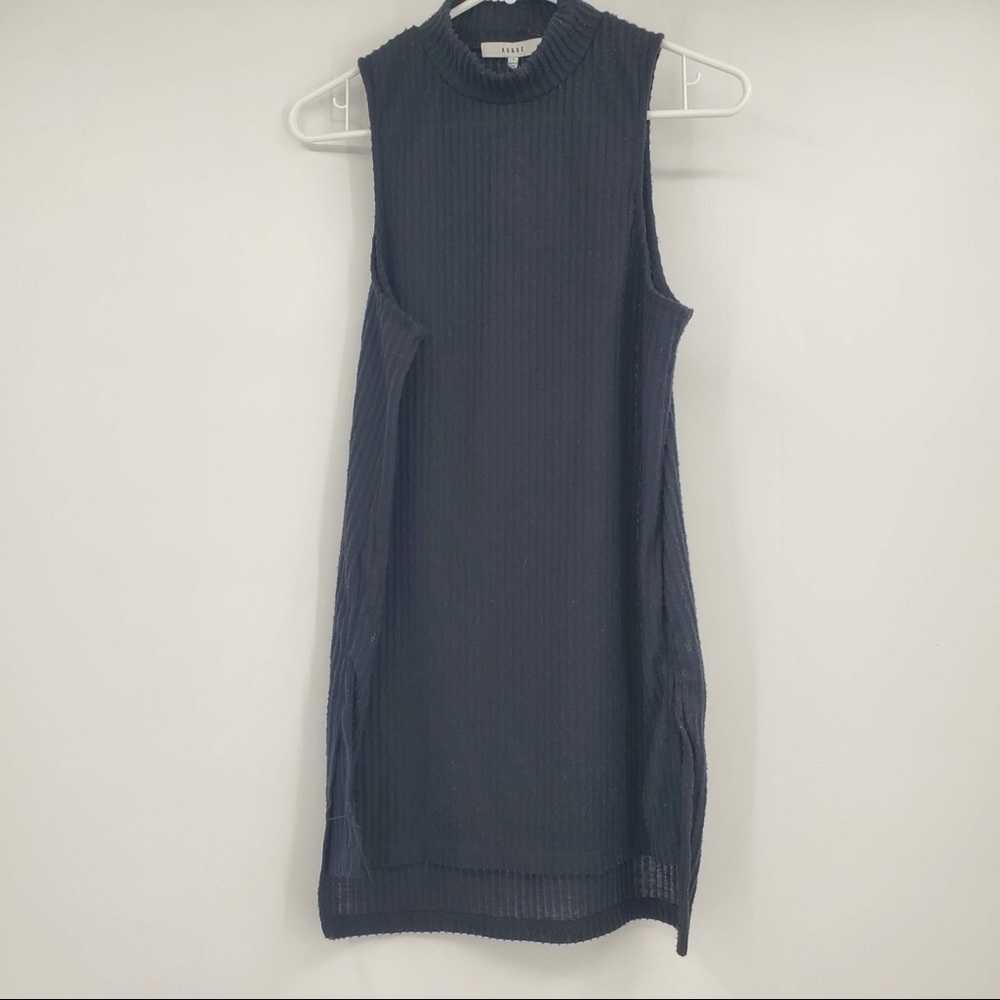 Anthropologie Ro&De Tunic Ribbed Hray Black Anthro Size Small Basic Mock Neck